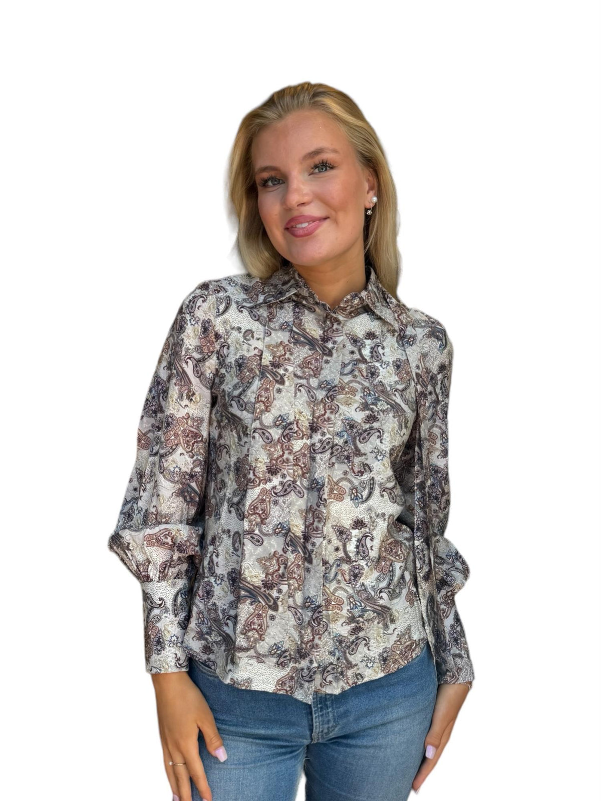 Bow printed blouse Ecry