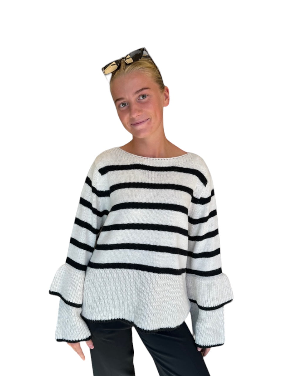 Striped cuff pullover Ecry