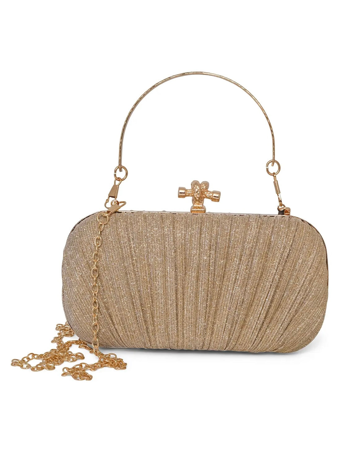 Creased detailed clutch Gold