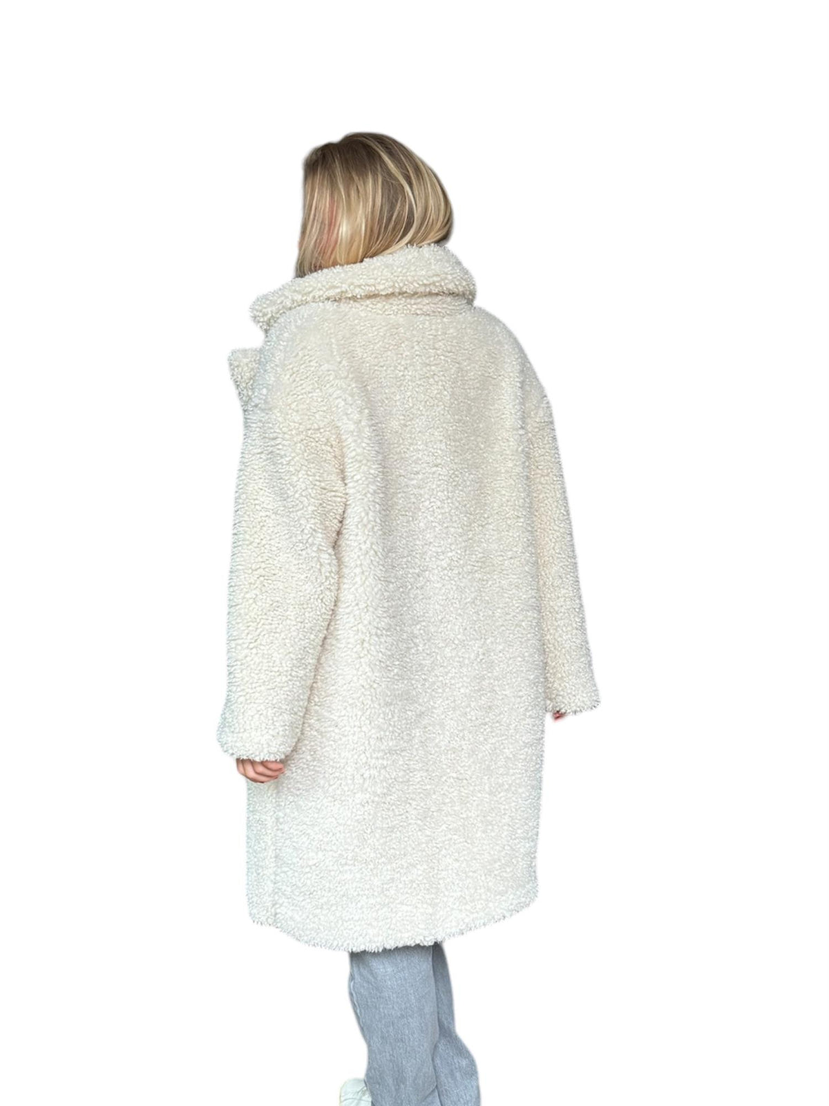 Long faux fur coat Creme