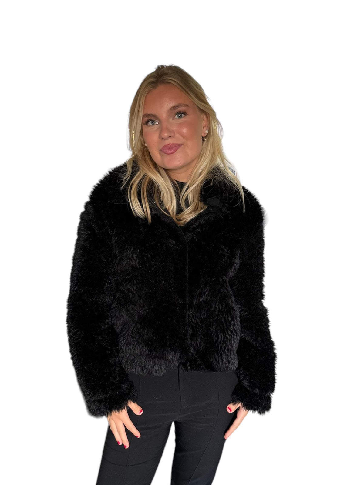 Short faux fur jacket Black