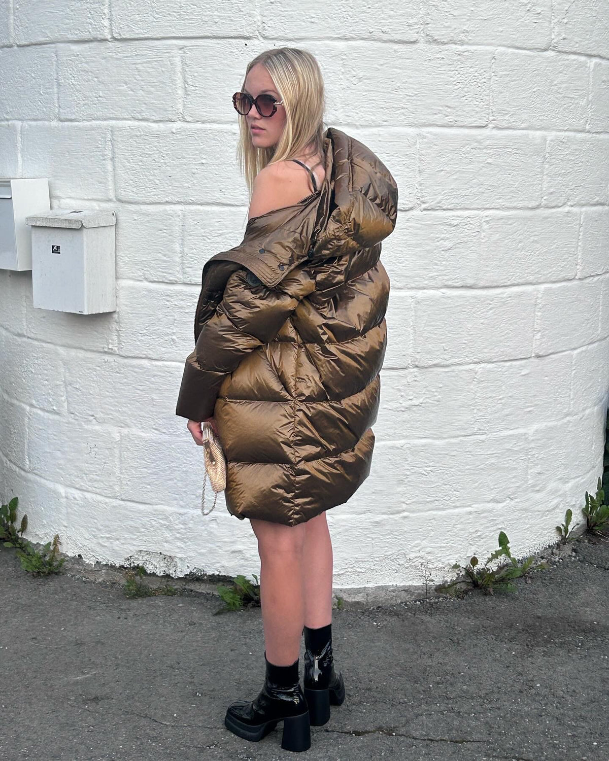 Long puffer jacket Copper