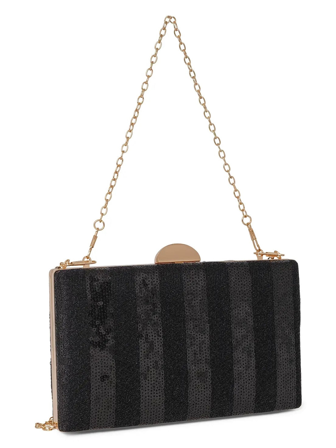 Striped clutch Black