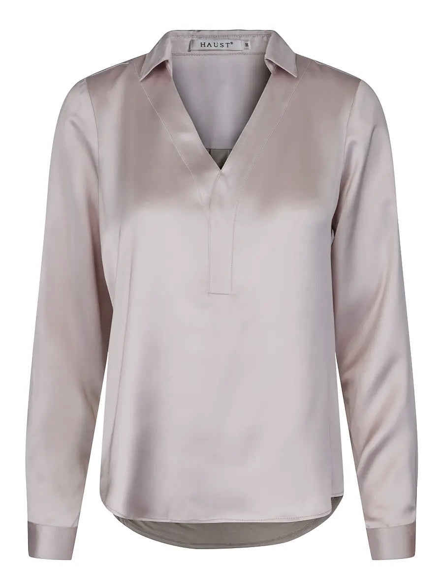 Satin V-neck blouse Ecry