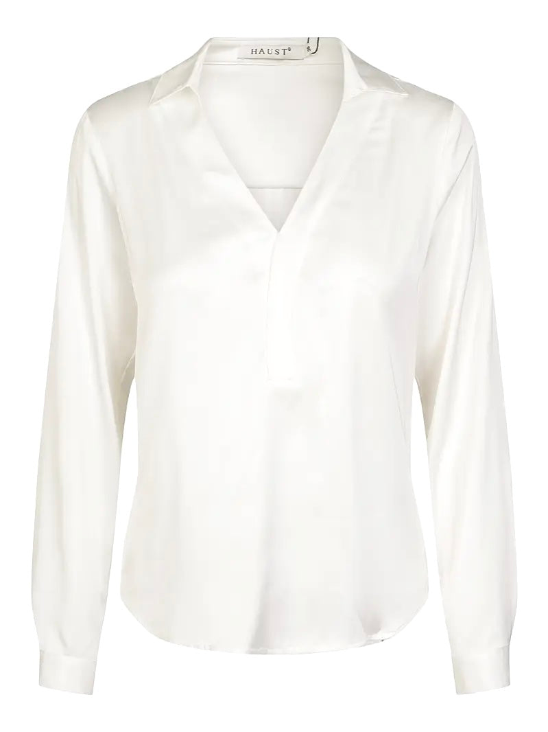 Satin V-neck blouse Creme