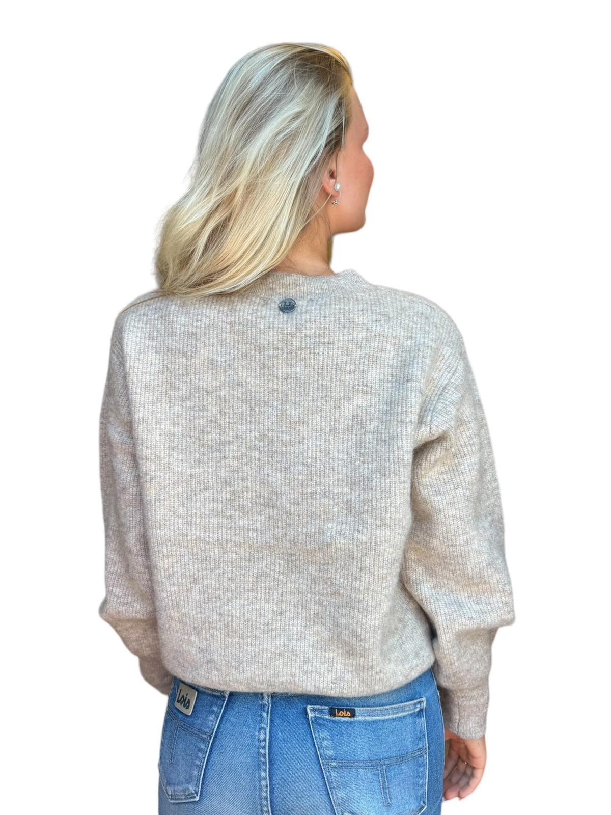 Mohair sleeve pullover Sand Melange