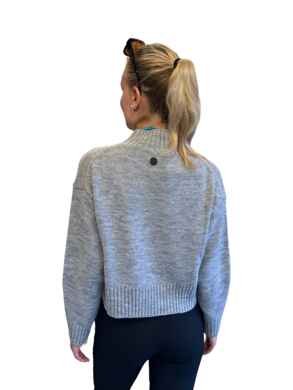 Short knitted pullover Grey Melange