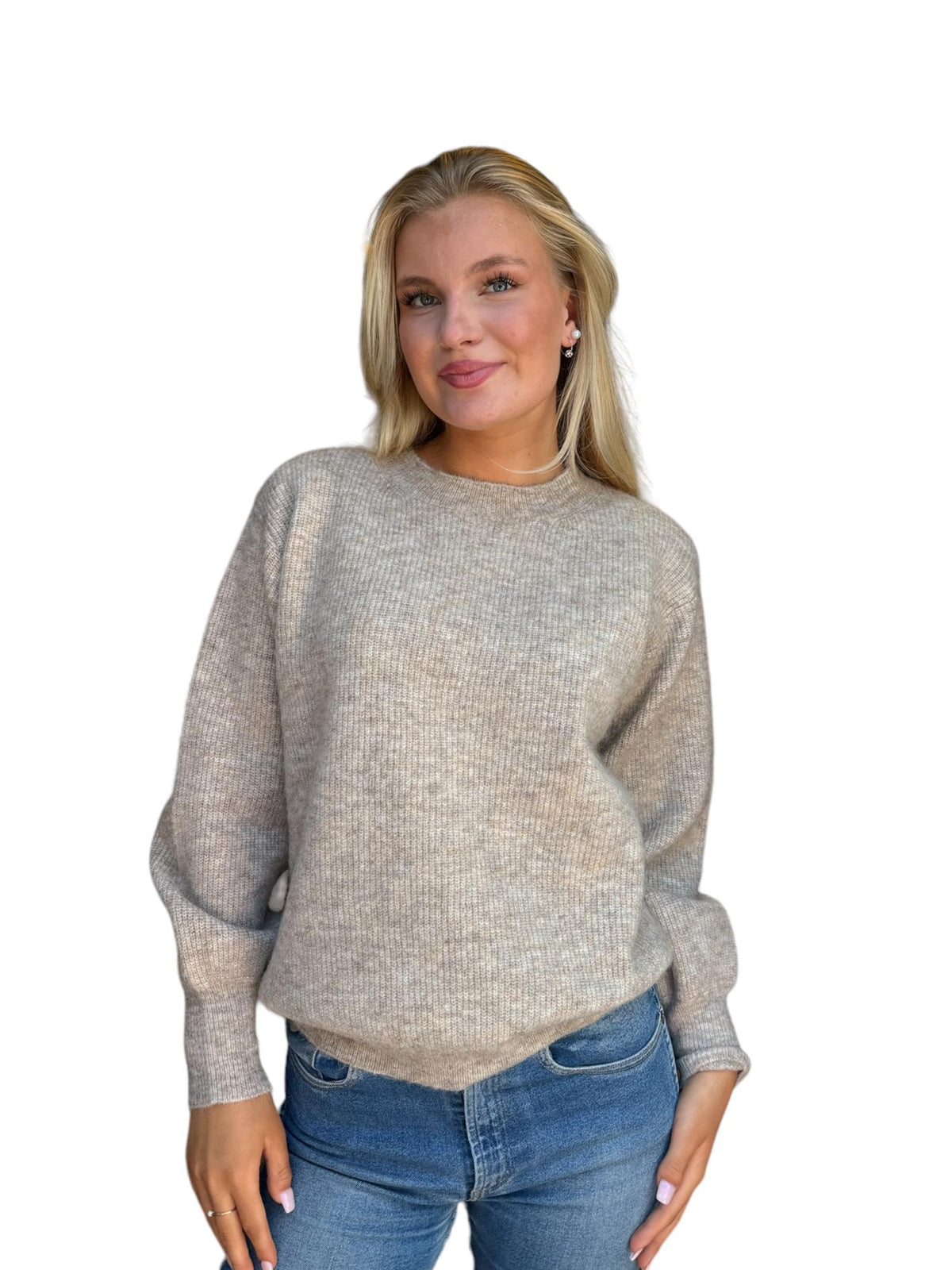 Mohair sleeve pullover Sand Melange