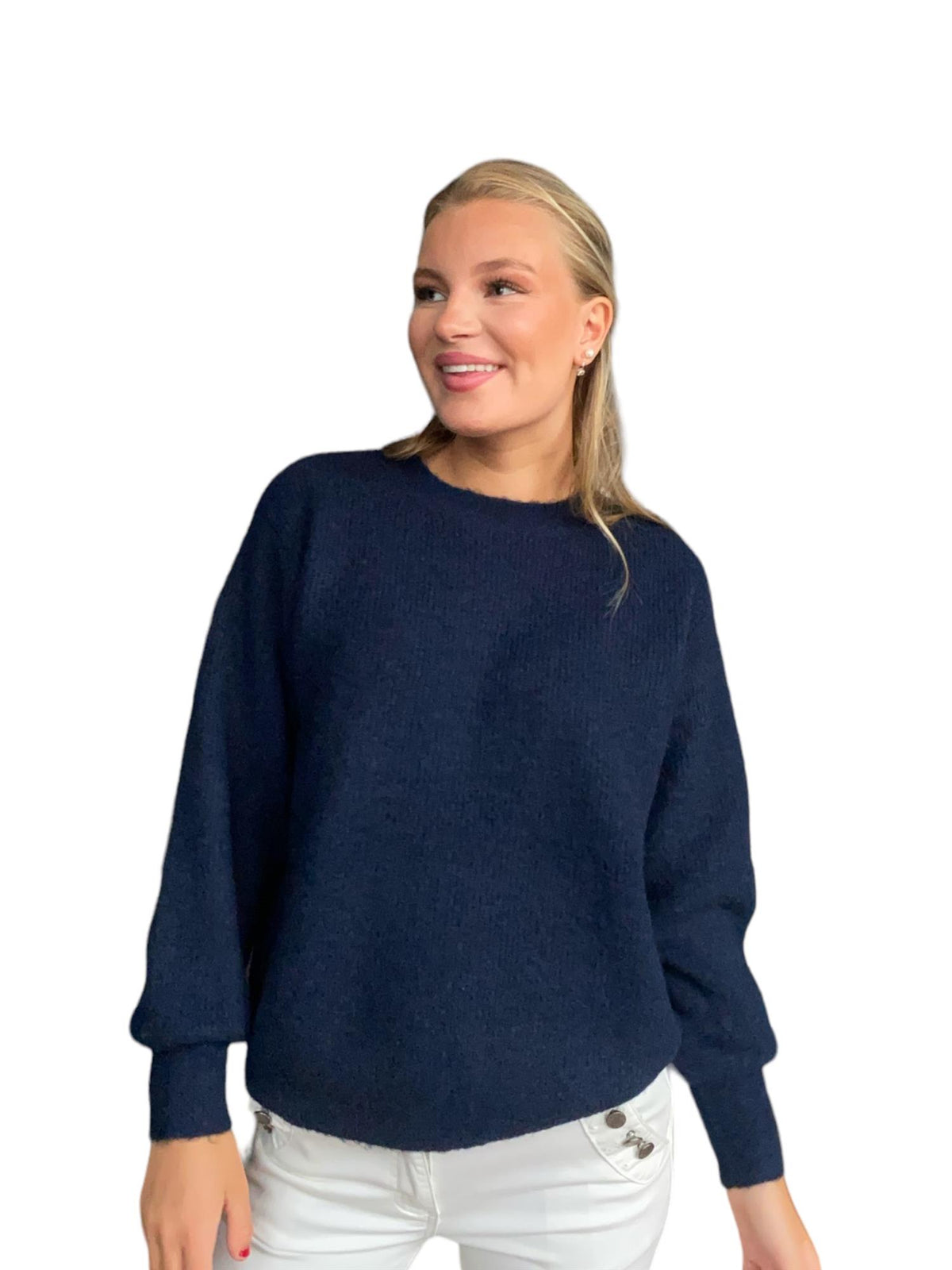 Mohair sleeve pullover Navy