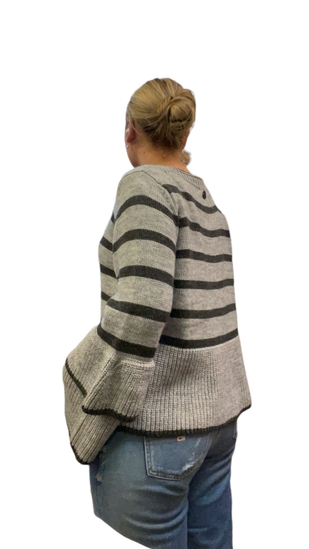 Striped cuff pullover Grey Melange