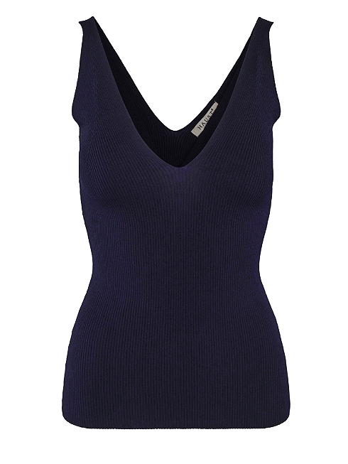 Rib knitted singlet Navy