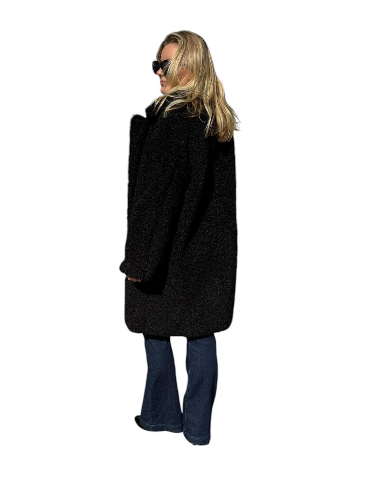 Long faux fur coat Black