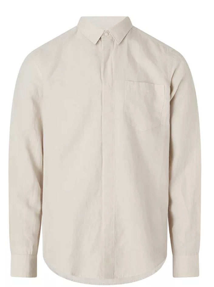 Linen cotton regular shirt Stony Beige