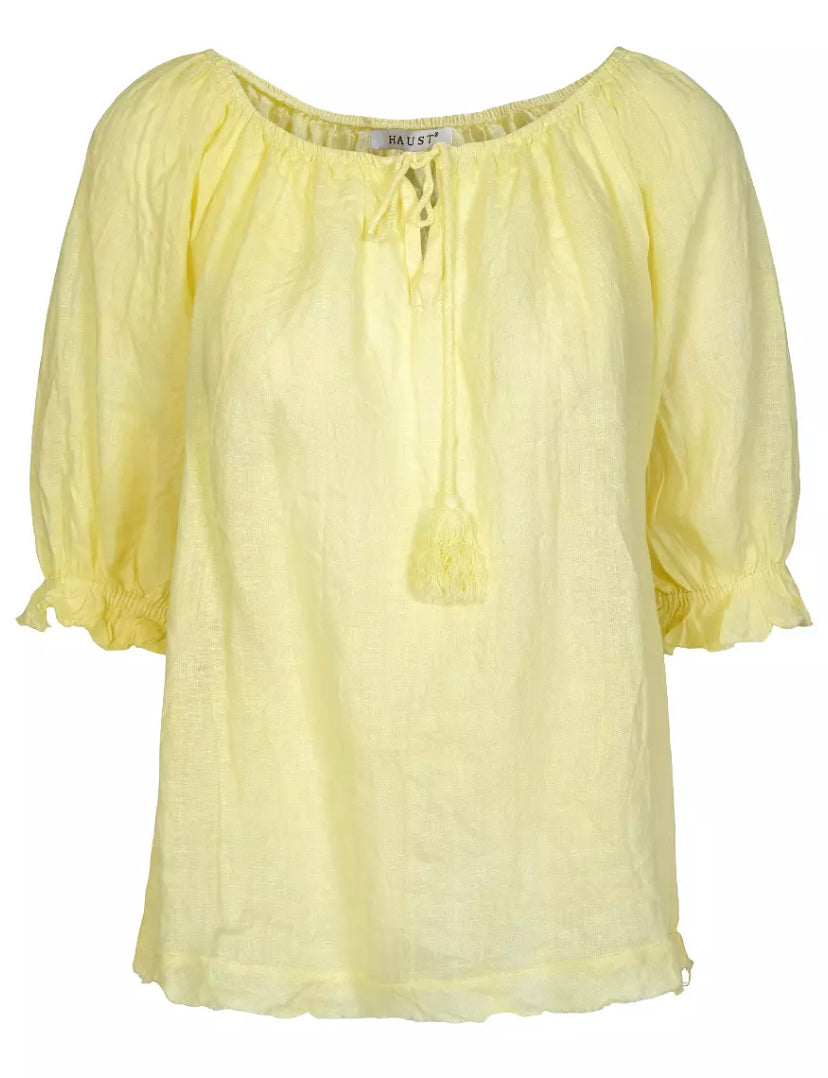 Linen tassel blouse Yellow