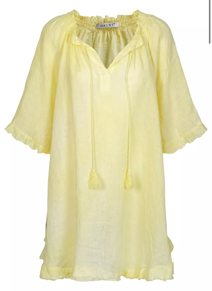 Linen tassel dress Yellow