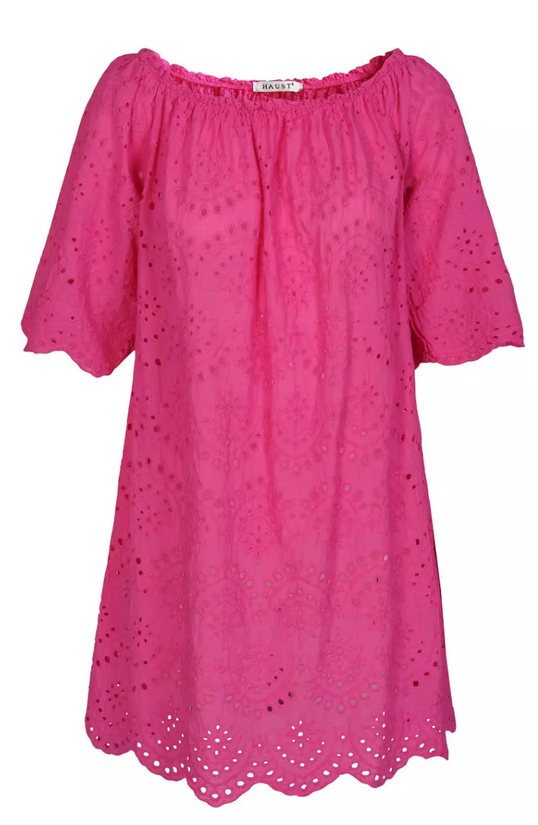 Feminin elastic collar dress Pink