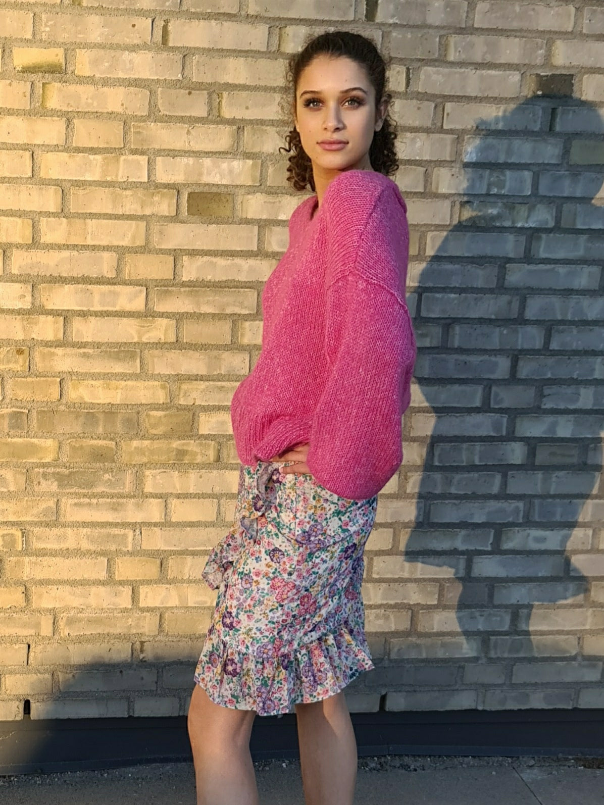 Vimadison fake wrap skirt Pastel Lilac/Multi Color